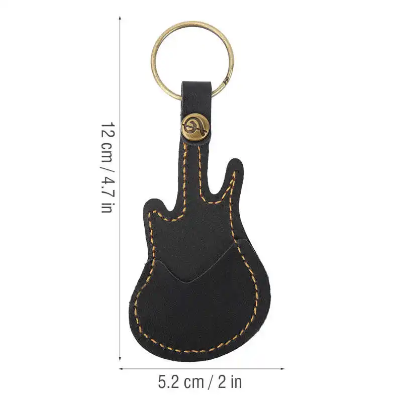 Leather Guitar Pick Bag Guitar Pick Holder Case Shape with Key Ring 5pcs Celluloid Picks String Instrument Accessories musical instruments accessories guitar parts