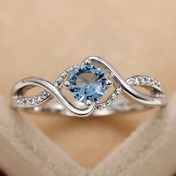 Blue Cubic Zirconia Ring – Women’s Modern Wedding & Engagement Jewelry