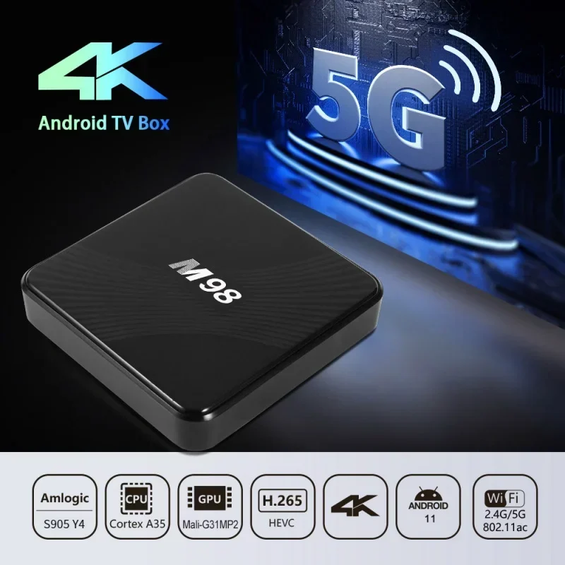 Ʈ TV TV ڽ, ȵ̵ 11 M98, Amlogic S905Y4,  HD, 4K, 3D BT 5.0,  WiFi, 4G, 5G, ATV AV1 ̵ ÷̾, 2GB, 64GB, ipt
