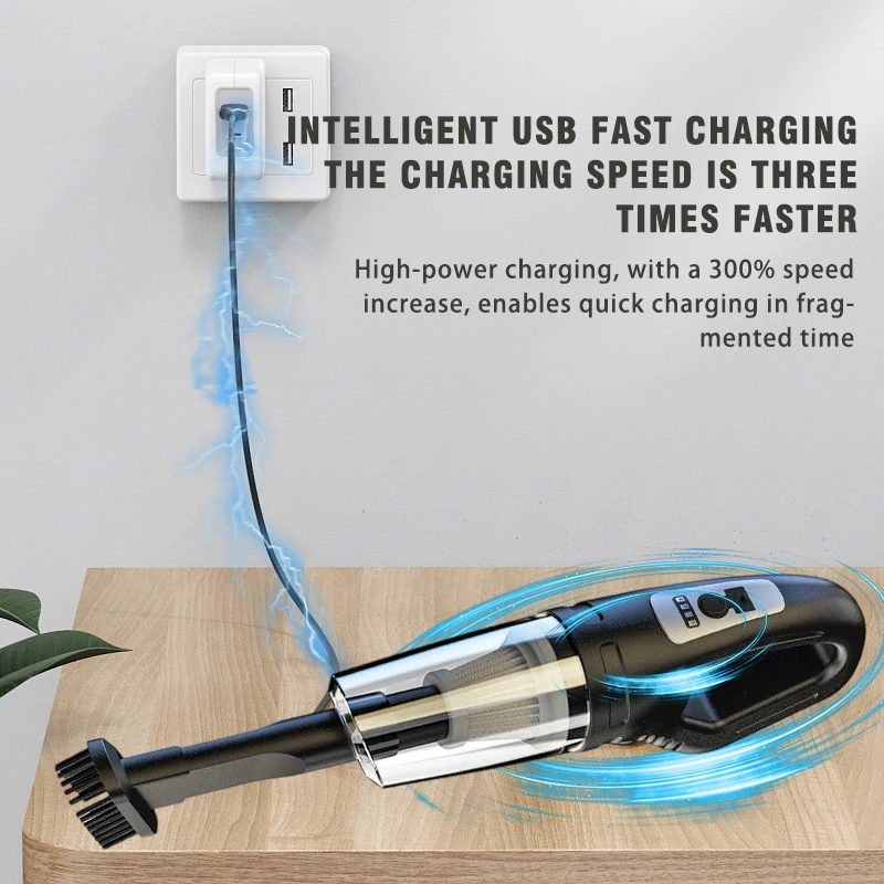 Handheld Cordless Vacuum Cleaner with 3 Suction Head Configuration Car Vacuum Cleaner High Power Mini Upgrade Charging Model