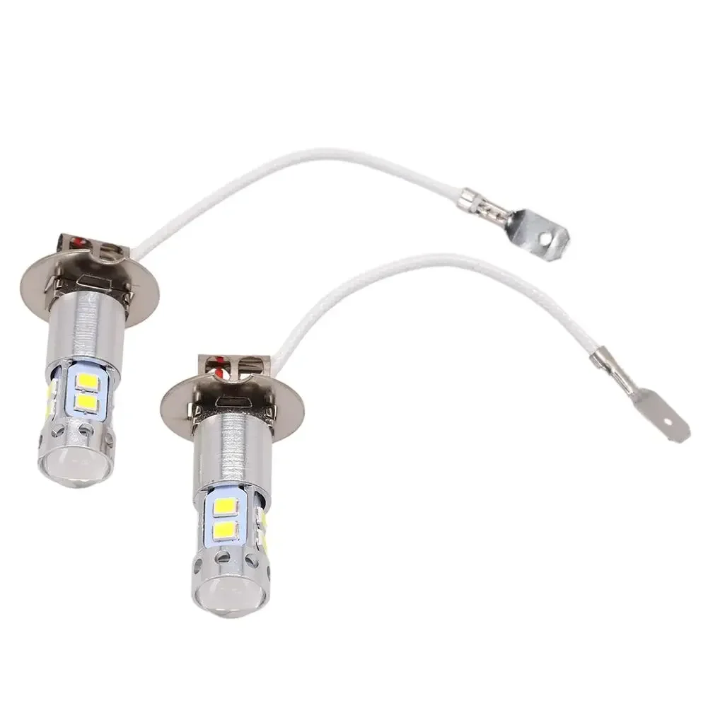 H3 LED 전구 자동차 조명 하이 퀄리티, 주간 주행등, 하이 로우 빔, 3000K 옐로우, 범용, DC 12V, 24V, 2 개