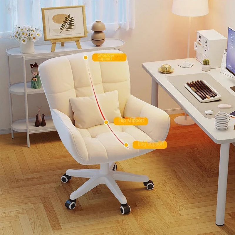 Student Computer Chair Home Comfortable Sedentary Backrest Study Chair Girls Bedroom Make-up Sofa Swivel Chair 3