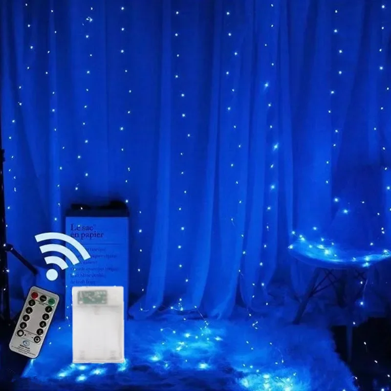 thumbnail image 1 of Christmas Lights Curtains for Windows Led Fairy New Year Lighting Room String Battery Powered Garland Waterfalls Decorations, 1 of 5