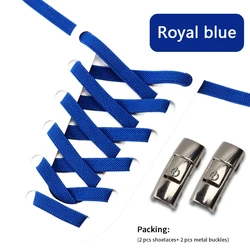 No-Tie Elastic Shoelaces with Press Lock - Versatile Flat Laces (Royal blue)