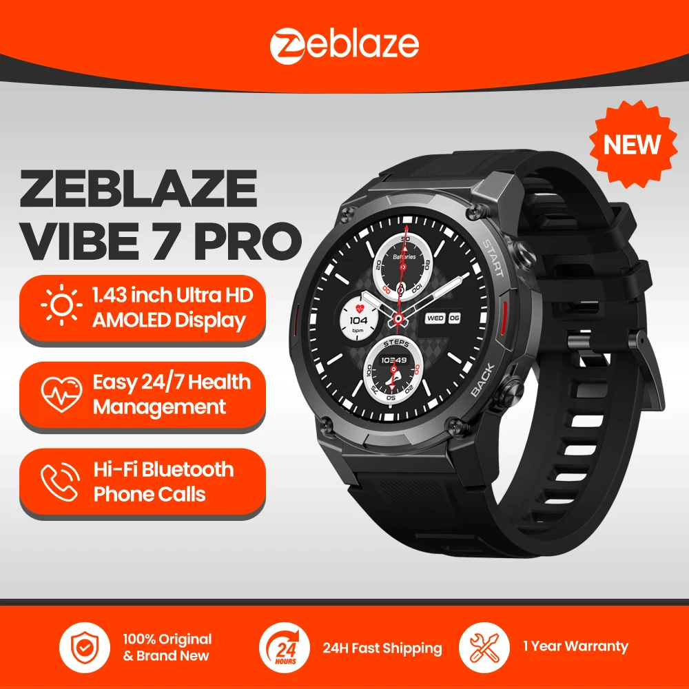 Zeblaze VIBE PRO Smart Watch AMOLED Display Make/Receive