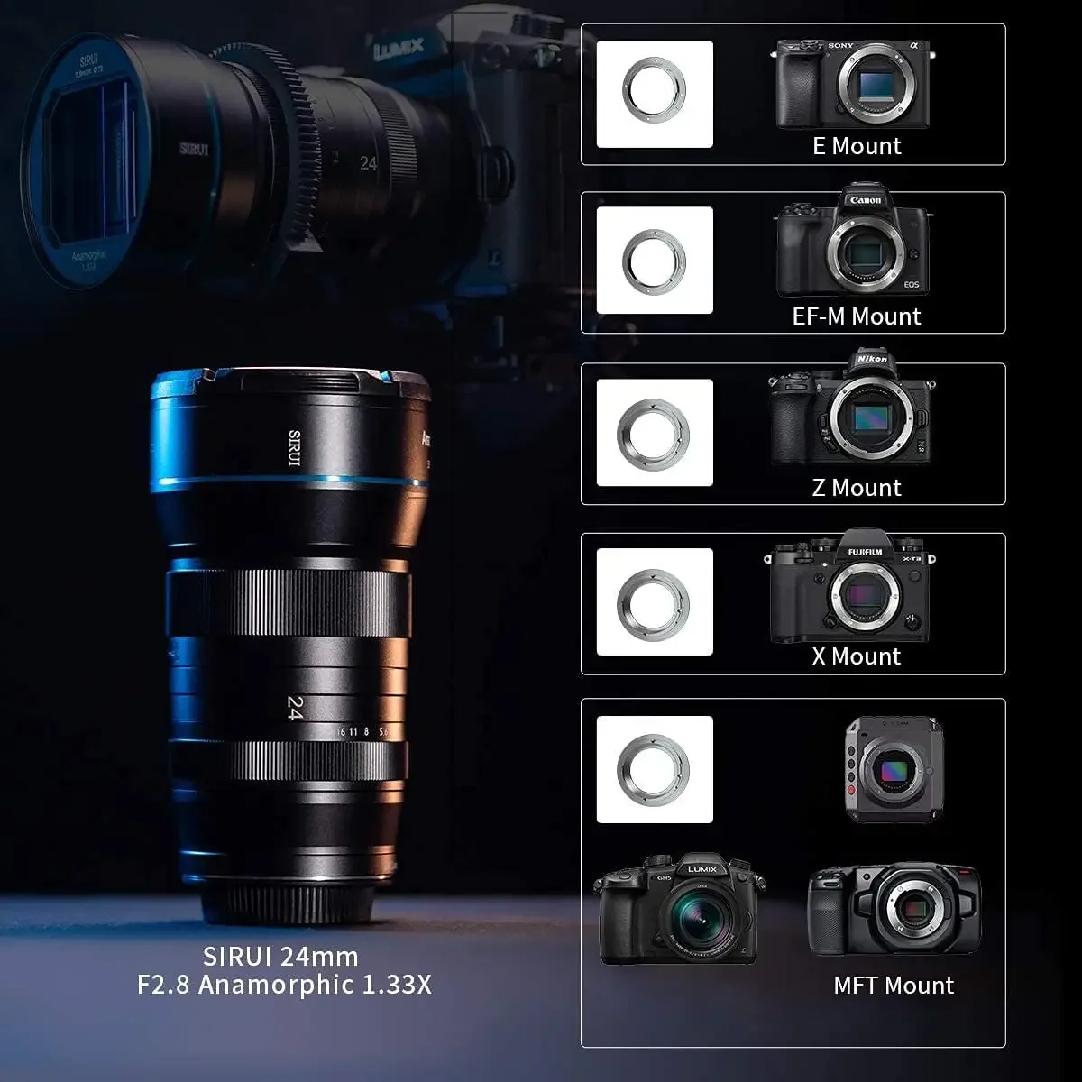 SIRUI 24mm F2.8 1.33X アナモルフィックレンズ APS-C ソニーEマウント