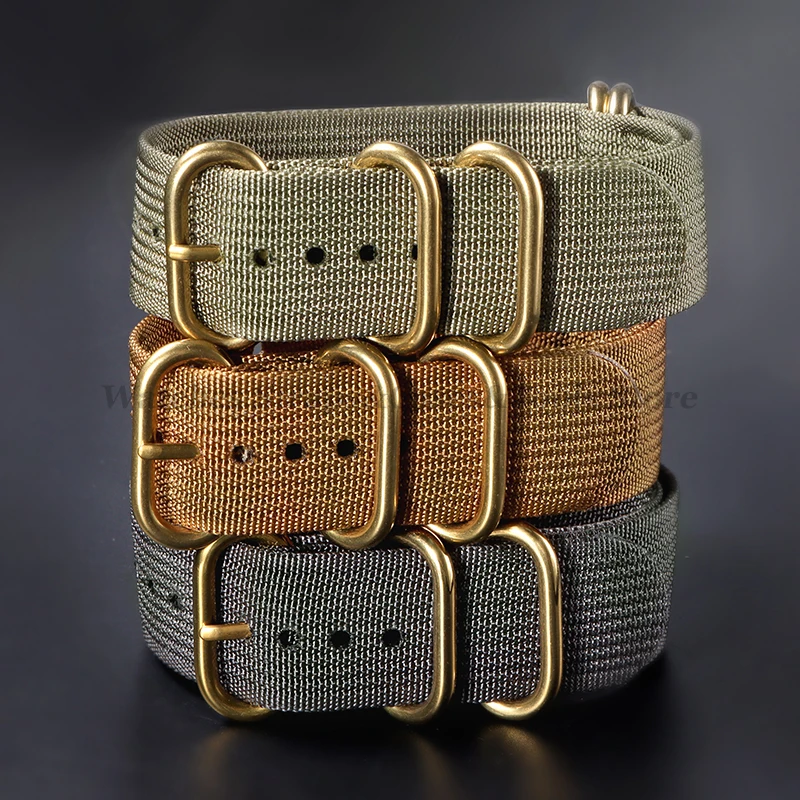 Watch Strap Nylon Silver Black Gold Ring Buckle 18mm 20mm 22mm 24mm Man Women for Seiko Ribbed Braid Replace Watch Accessories