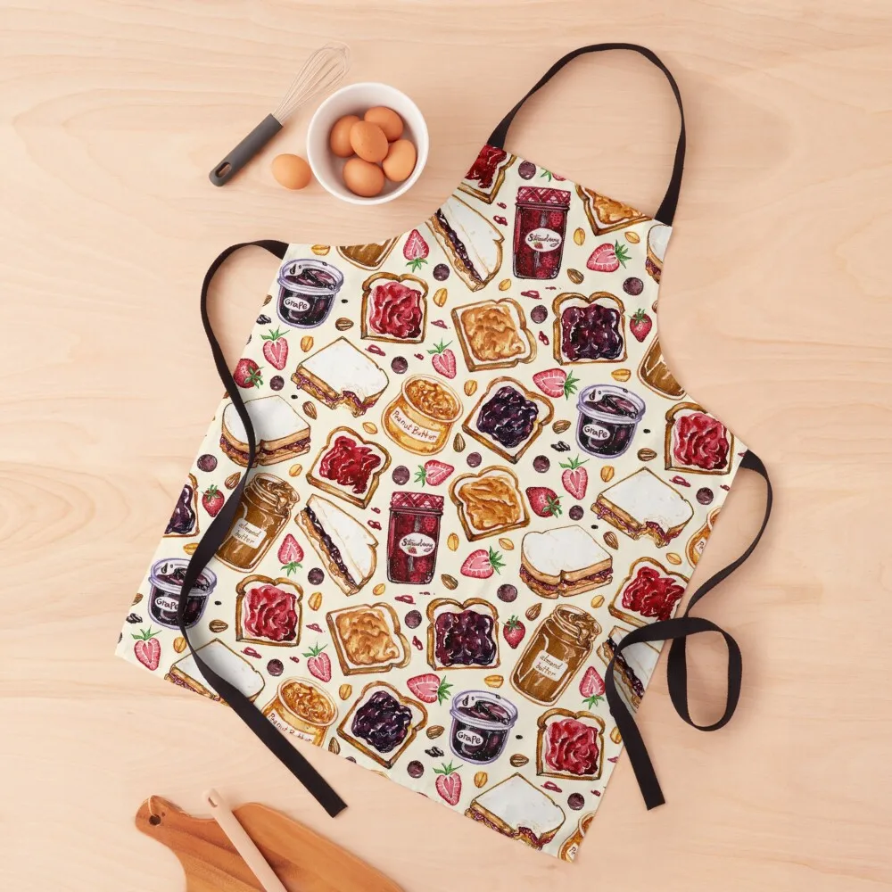 

Peanut Butter and Jelly Watercolor Apron waterproof for women Waterproof Kitchen Kawaii Accessories cleanings Apron