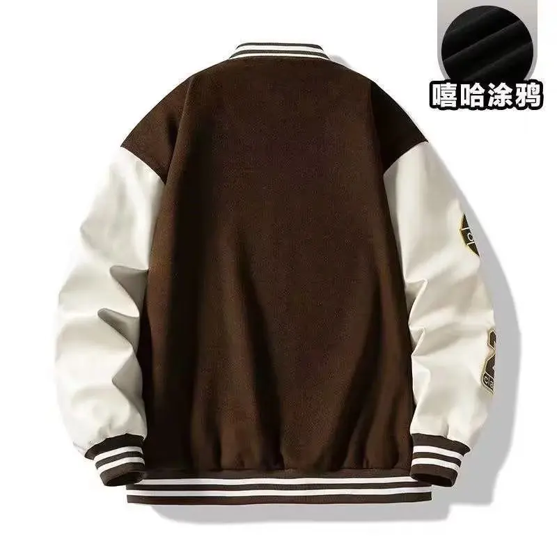 Men's Letter Printing Baseball Jacket Suit Fashion Single Breasted Loose Cardigan Coat 7 S13afead0cdab435092ecd3ae960bc7d8S