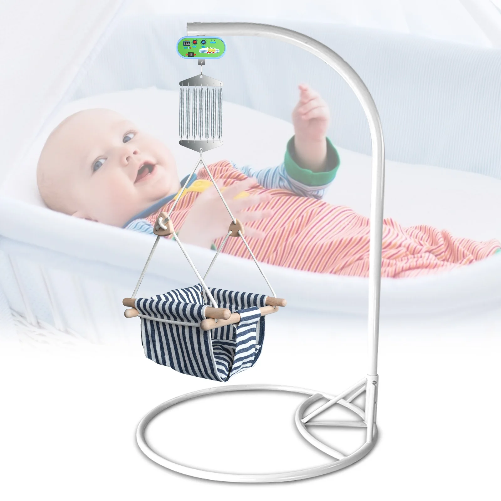 Hanging Electric Cradle for Baby, Adjustable Timer, Swing Spring for Baby Cradle, Up to 19 kg