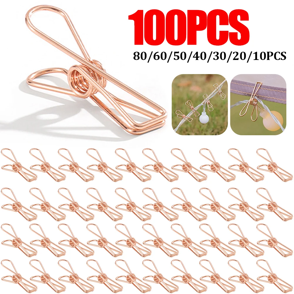 100-10pcs Clothes Pegs Stainless Steel Clothespins Drying Towels Socks Clothing Clamp Bedspread Hanger Clip Laundry Cloth Pins