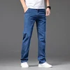 Summer Thin Men's Stretch Straight Jeans Classic Black Blue Business Casual Loose Large Size Denim Pants Brand Trousers 42 44 46 3