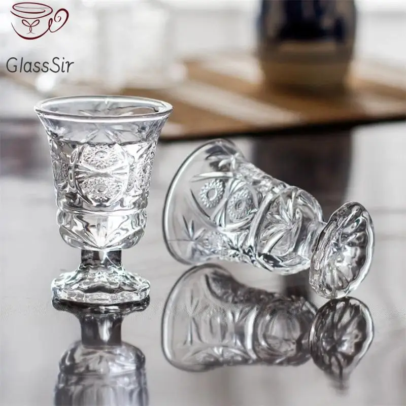 

6Pcs Lead-Free Engraved Shot Glass Mini Crystal Goblet Wine Glass Liqueur Tequila Spirits Cup Set Home Bar Party Drinkware 34Ml