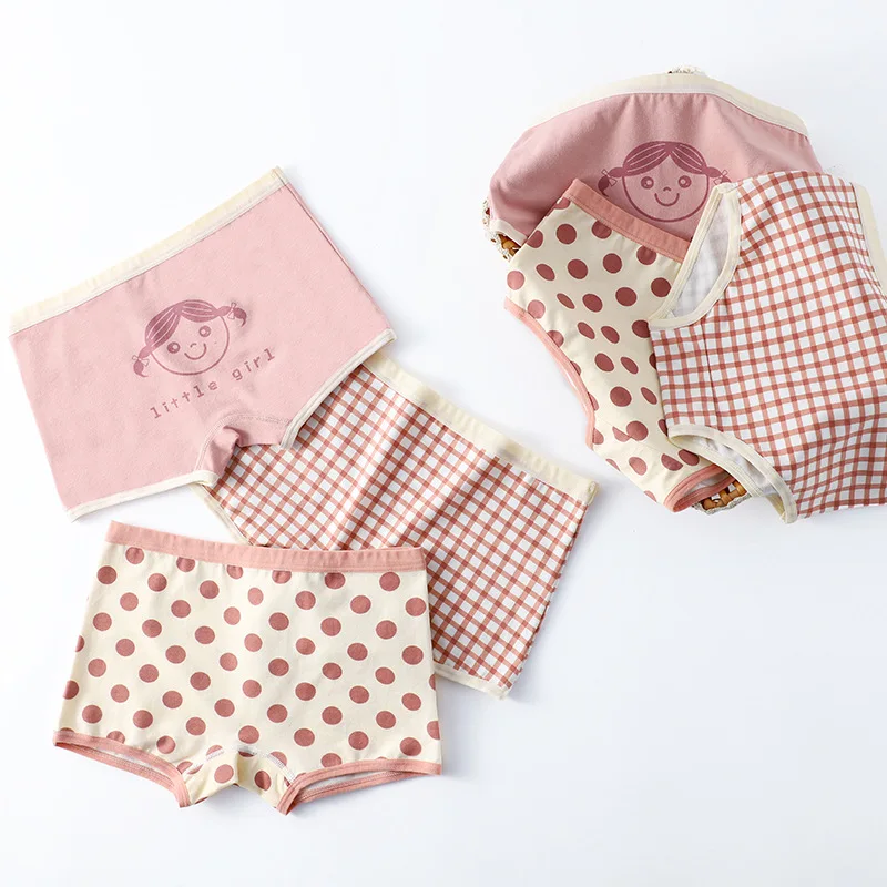 Girls Underwear Cotton Boxer Briefs For Children 2-14Y 3 Pcs/Lot