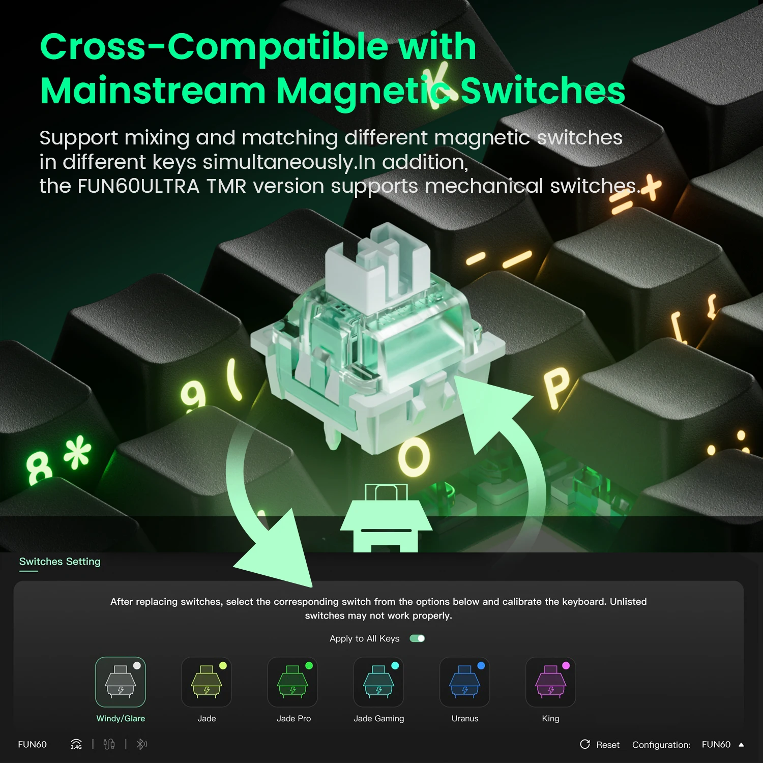 Akko MonsGeek FUN60 ウルトラメカニカルゲーミングキーボード磁気