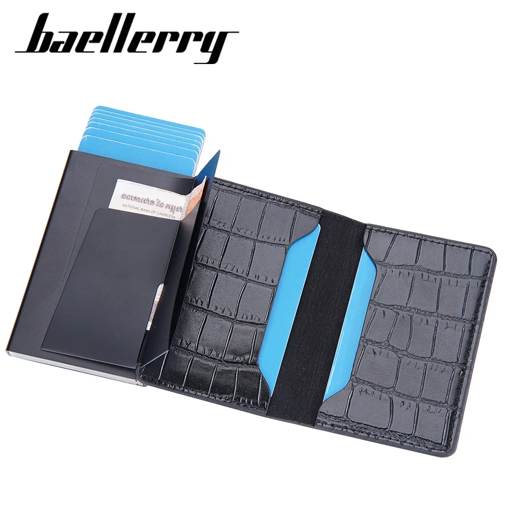 New RFID Mini Men Wallet Short Card Holder Simple Male Popup Purse Luxury Brand Men's Wallet Crocodile Pattern Card Bag
