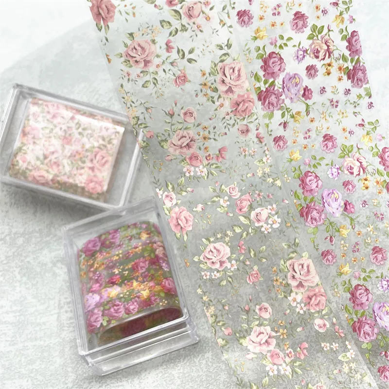 Nail stickers nail art decoration nail decals flower stickers 1Pc 100cm Flower Nail Foils Transfer Paper Floral Stickers Rose Nails Wraps Tulip Nail Art Decorations