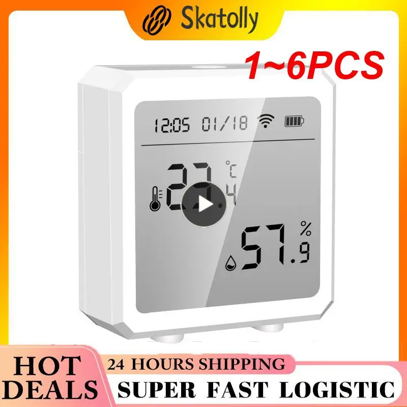 

1~6PCS Tuya Smart WiFi Temperature Humidity Sensor with LCD Screen Wireless Smart Thermometer Hygrometer Works Alexa Hey
