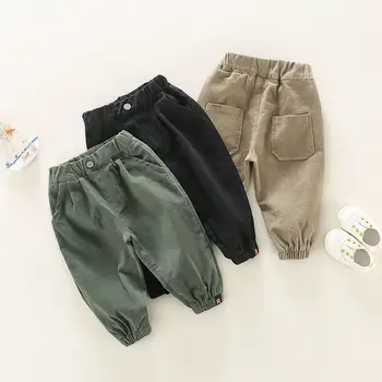 Korean Spring Autumn Infant Baby Boys Pants Cotton Solid Casual Harem Pants For Kids Boys Simple Toddler Boys Cargo Pants 1