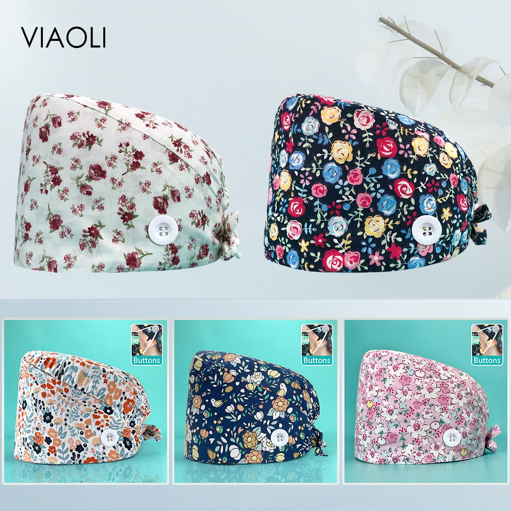 

High-quality Scrubs Nursing Caps Unisex with Sweat Towel Dental Veterinarians Medical Hats Women Men Cotton Doctors Working Hat