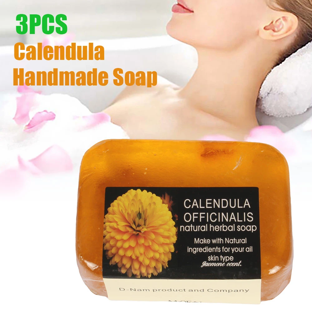 

3Pcs ExtraFirm Anti Cellulite Soap Calendula Flower Essential Oil Handmade Soap Face Skin Cleansing Moisturizing Whitening Soap