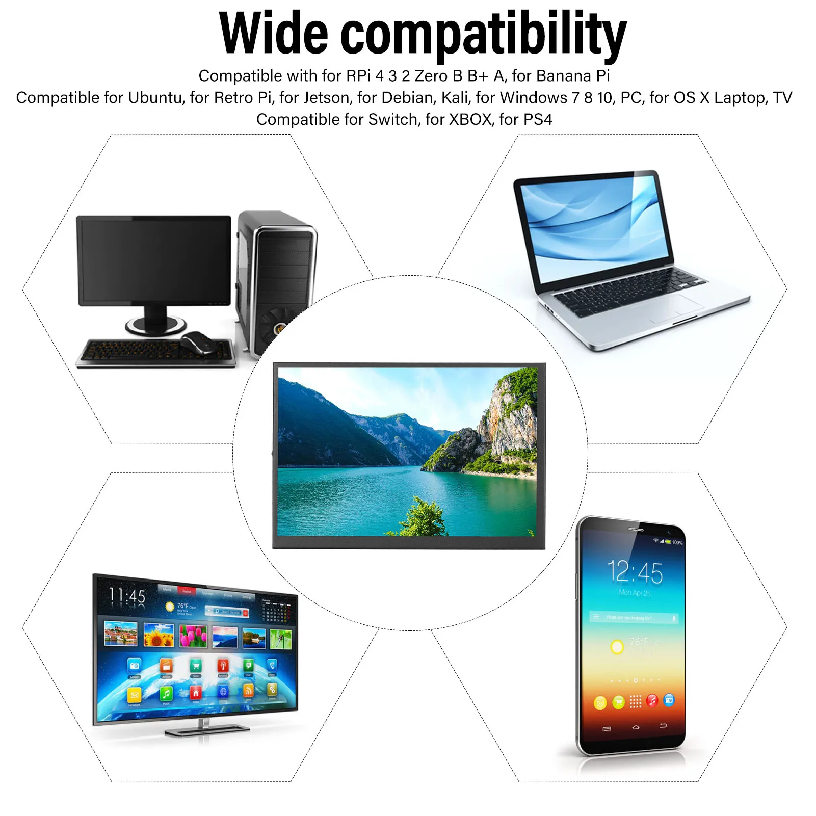 LCD ��ġ ��ũ�� �����, ��ü ���� LCD ��ġ ��ũ�� ���÷��� �г�, RPi 4 3 2 ���� B + A, 8.9 ��ġ, 1920x1200, 160 ��, ��