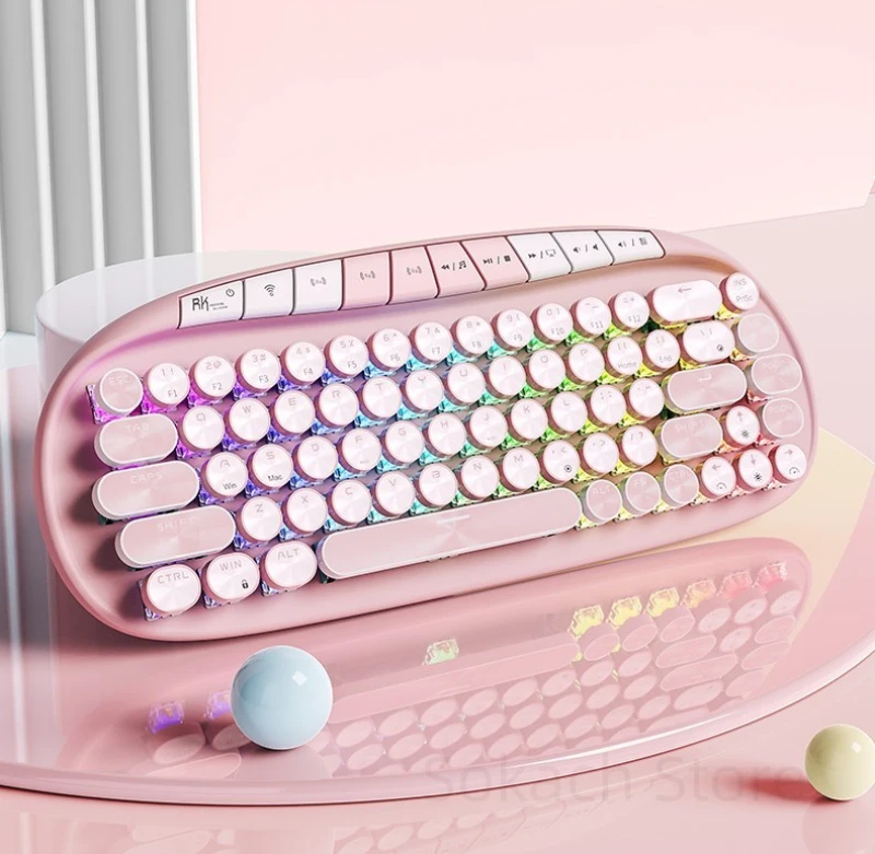 

Клавиатура беспроводная Механическая в стиле ретро-панк, 78 клавиш, RGB