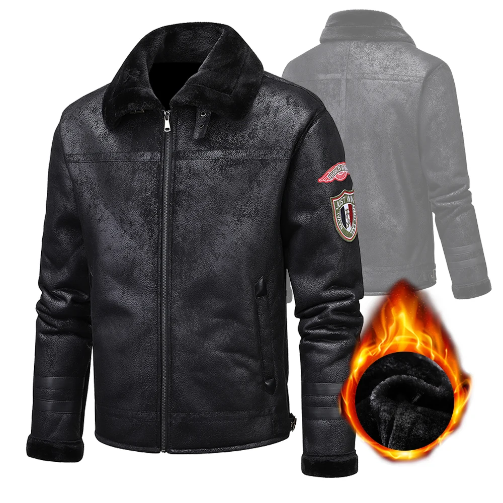 

Мужская Осенняя верхняя одежда, повседневная куртка-бомбер в стиле милитари, мотоциклетные кожаные куртки, Мужская весенне-осенняя Толстая теплая кожаная куртка с мехом для мужчин