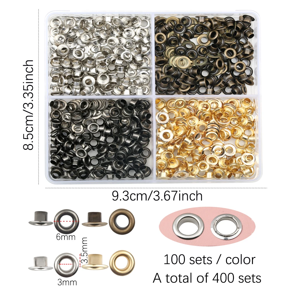 200 Sets Of 6mm Grommet Eyelets – Perfect For Shoe & Bag DIY Repair – Black Or White Options
