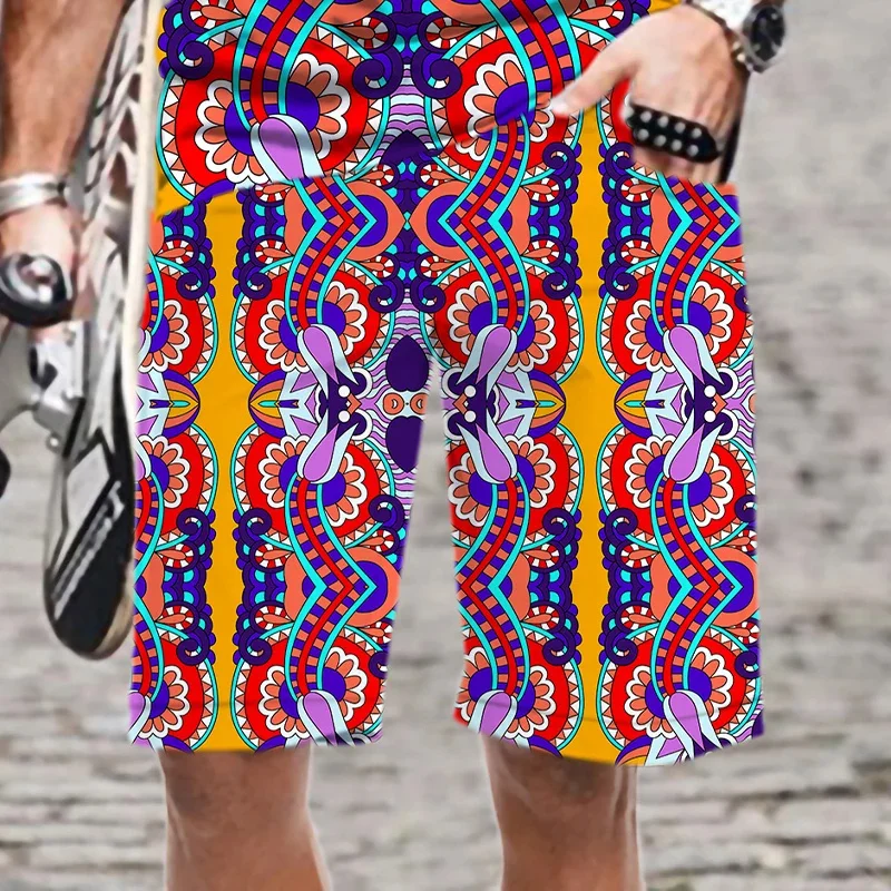Harajuku 3D Ethnic Exotic Patterns Printed Beach Shorts Men Summer Vintage Swim Pants Fashion Streetwear Cool Trunk Board Shorts 2