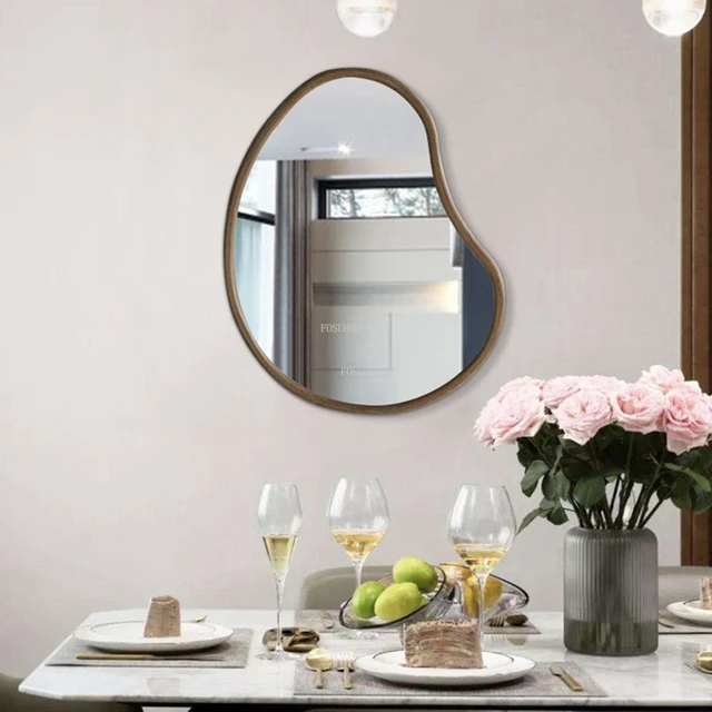 Nordic Irregular Wooden Decorative Mirrors Simple Home Decoration