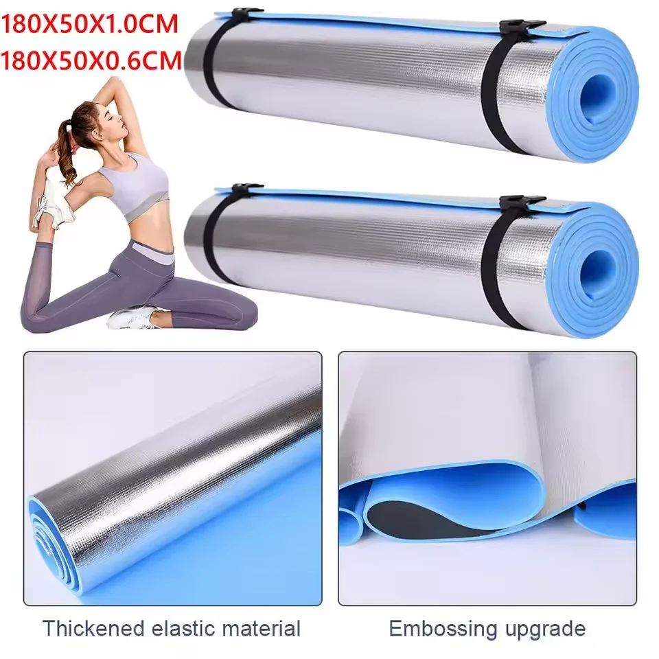 Yoga Mat Non Slip EVA Comfort Foam Pilates Mat 10mm Thickened Sleeping Pad Portable Multi-Function Yoga Mat for Exercise Fitness