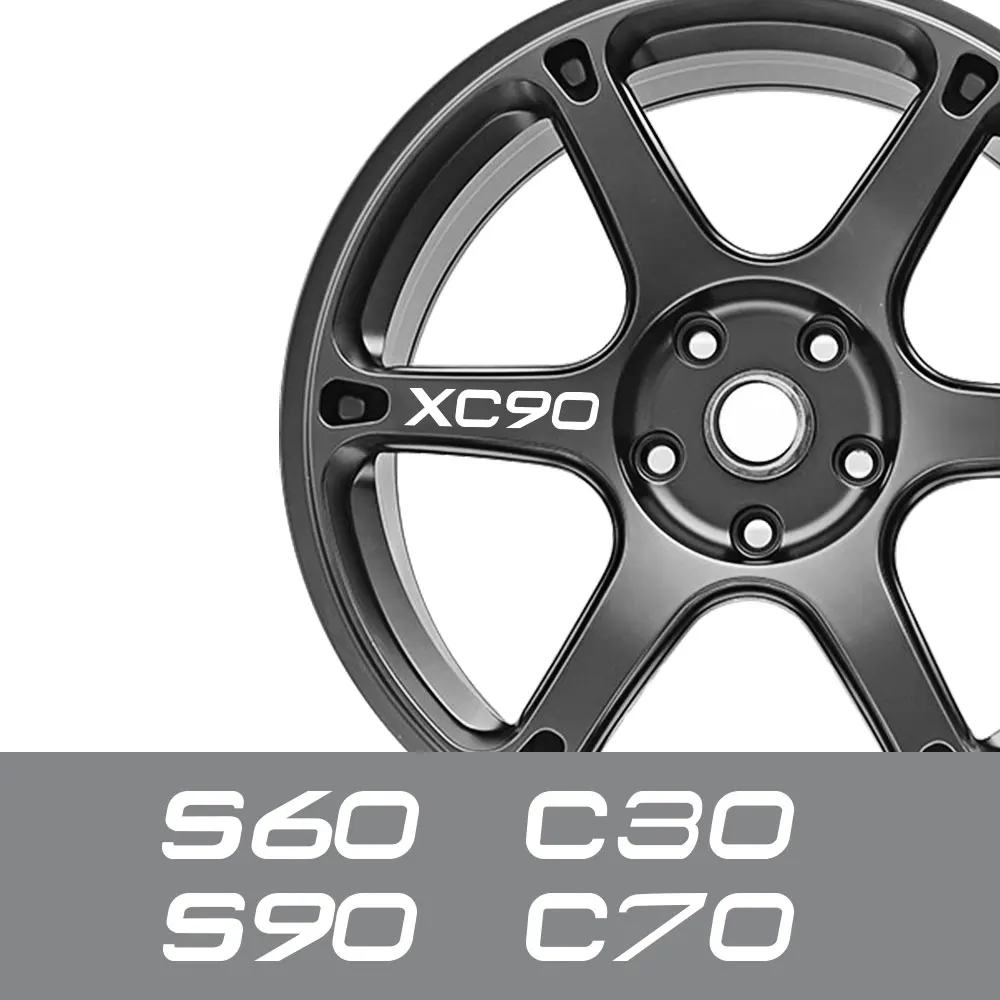 Set Di 4 Pcs Car Wheel Rim Adesivi In Vinile Della Decalcomania Per Volvo S60 Xc90 V40 V50 V60 S90 V90 Xc60 Xc40 Awd T6 C30 C70 S80 V70 Xc70