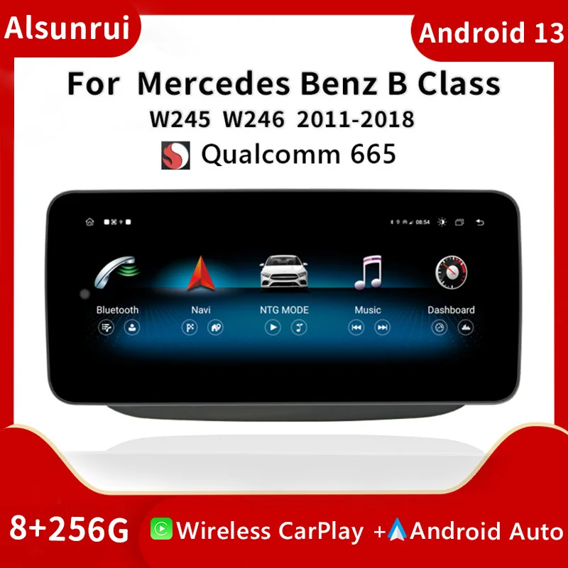 

8 Core Android 13 Qualcomm 665 For Mercedes-benz W246 2011-2018 BT 4G WIFI Navigation multimediale screen Wireless Carplay