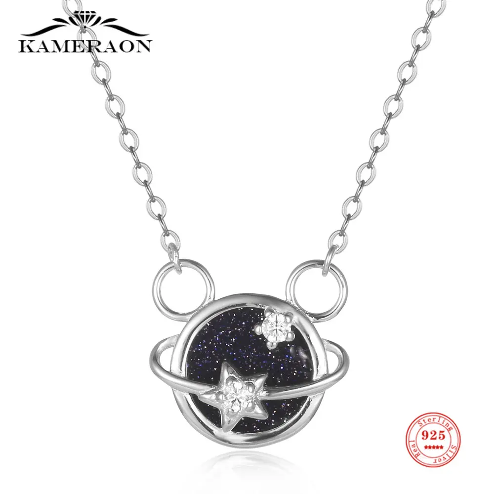 

Pure 925 Silver Crystalline Sandstone Fantasy Star Necklace Fashion Temperament Summer Clavicle Chain Female Fine Jewelry Gifts
