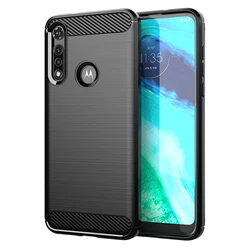 Enhanced Shockproof Carbon Fiber Phone Case - Slim Soft Rubber Bumper Cover for Moto G6 Plus (Black)