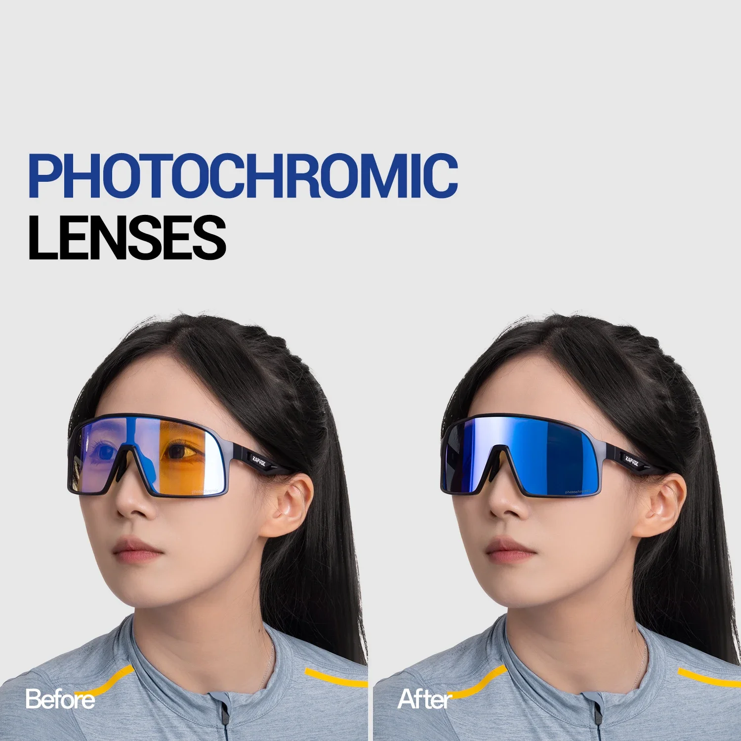 KAPVOE Photochromic Hiking Eyewear Cycling Glasses MTB Bike Sports Cycling Sunglasses Men Bicycle UV400 Outdoor Equipment