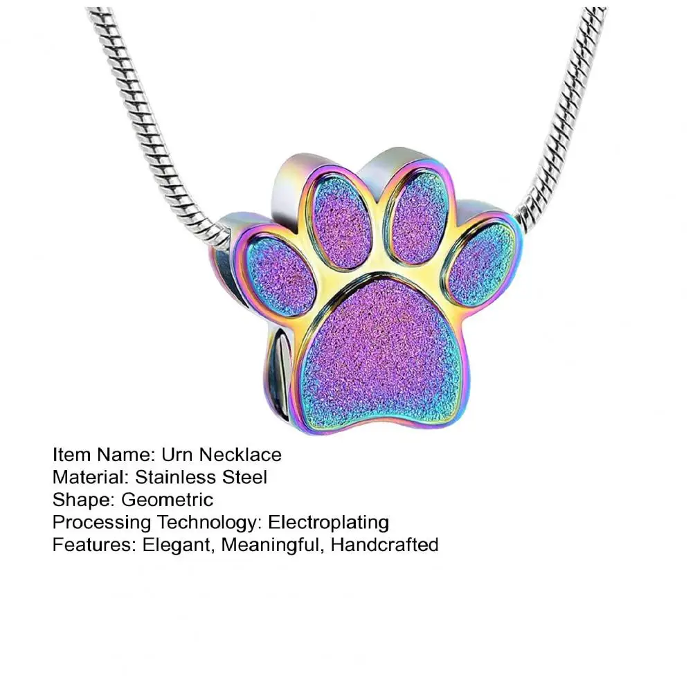 Pet Urn Necklace for Ash Paw Print Cremation Keepsake Mini Urn Pendant Memorial Ash Jewelry for Cat Dog Hair Nails