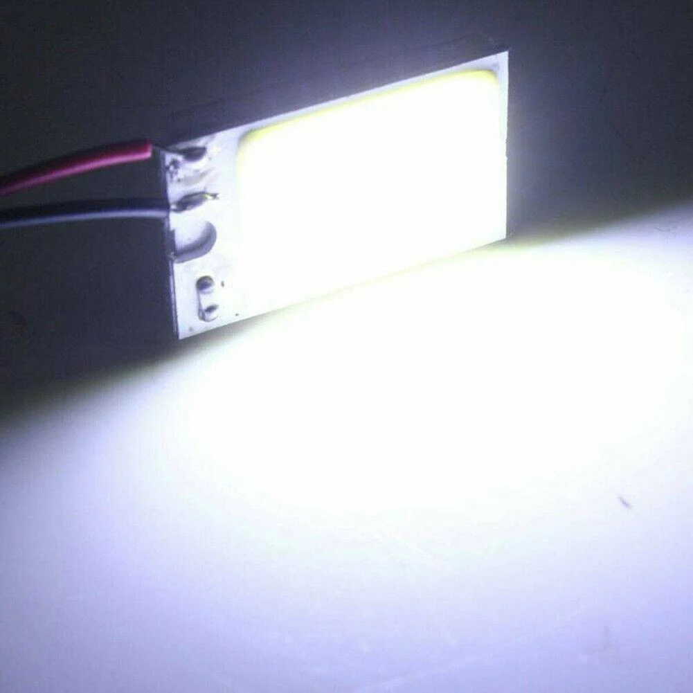 

Car Interior COB LED Panel Lights 12V 18 LED Chips 48 SMD Cob Led Bulb Lightweight Panel T10 Adapter 40 X 20mm