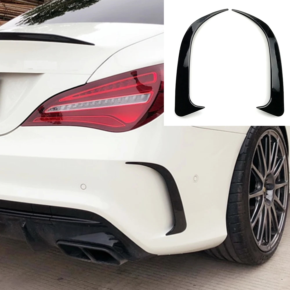For Mercedes-Benz CLA 45 AMG W117 250 200 2014-2018 Gloss Black ABS Rear Bumper Lip Spoiler Canards Vents Free Shipping