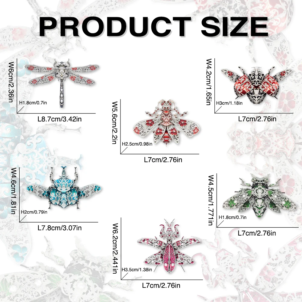 Piececool 3D Metal Puzzle Insect Brooch Accessories Model Kits for Teens DIY Jigsaw Toys Brain Teaser 5