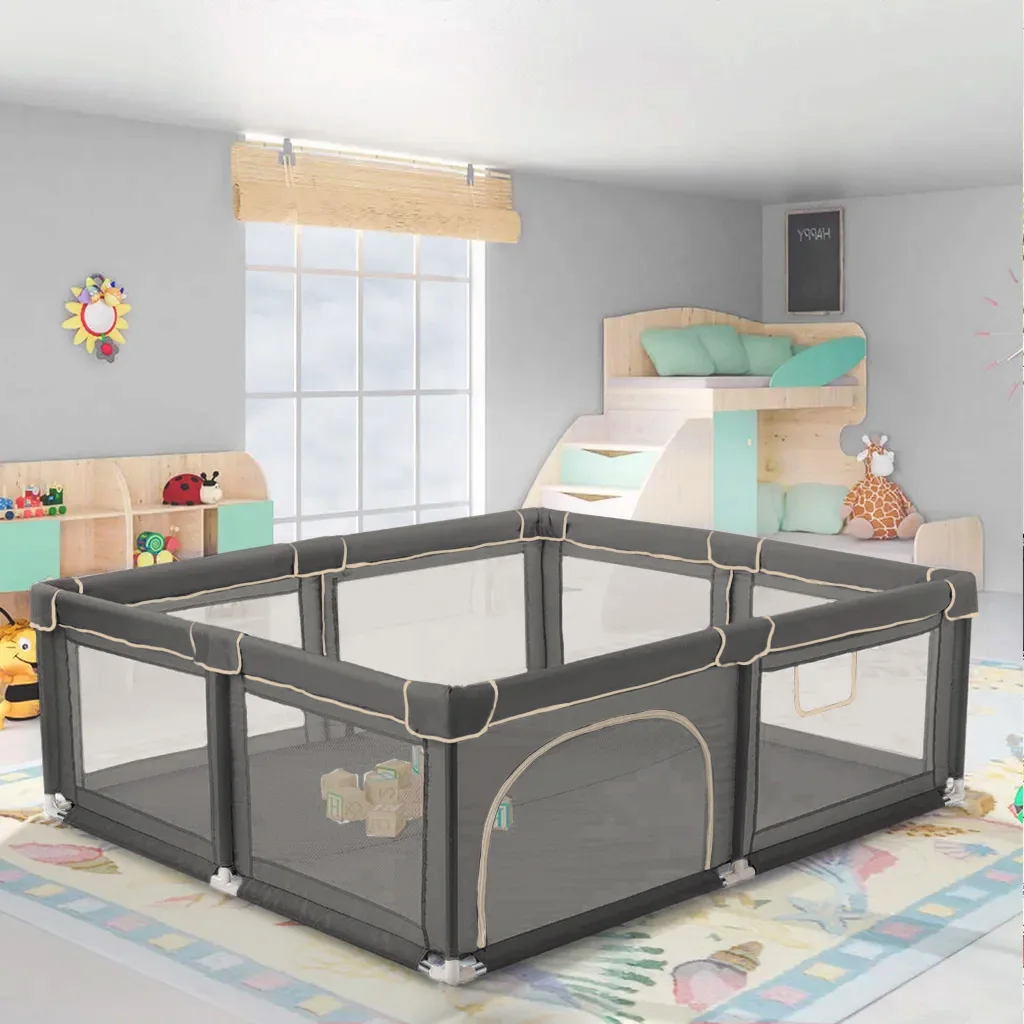 

79 Inch Baby Playpen Extra Large Play Yard Indoor Outdoor Kids Activity Center Gate Kids Furniture Playpen For 0-6 Years