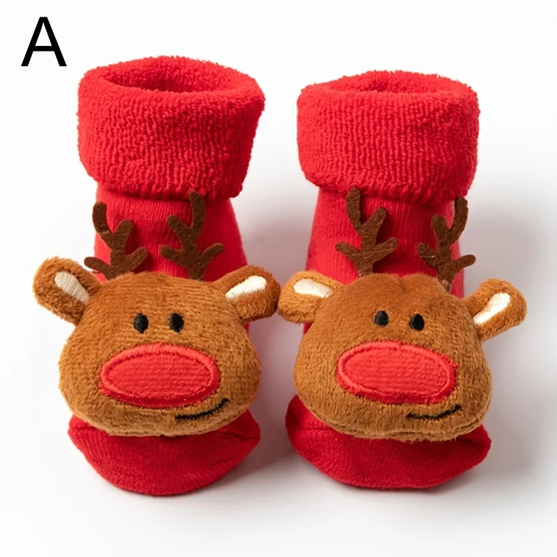 

1pair Baby Boys Girls Anti-skid Floor Socks, Cartoon Doll Christmas Socks, Cute Socks, Toddlers Children's Trendy Socks