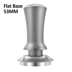 Precision Stainless Steel Espresso Tamper with Calibrated Pressure Spring (Silvery Flat 53mm)
