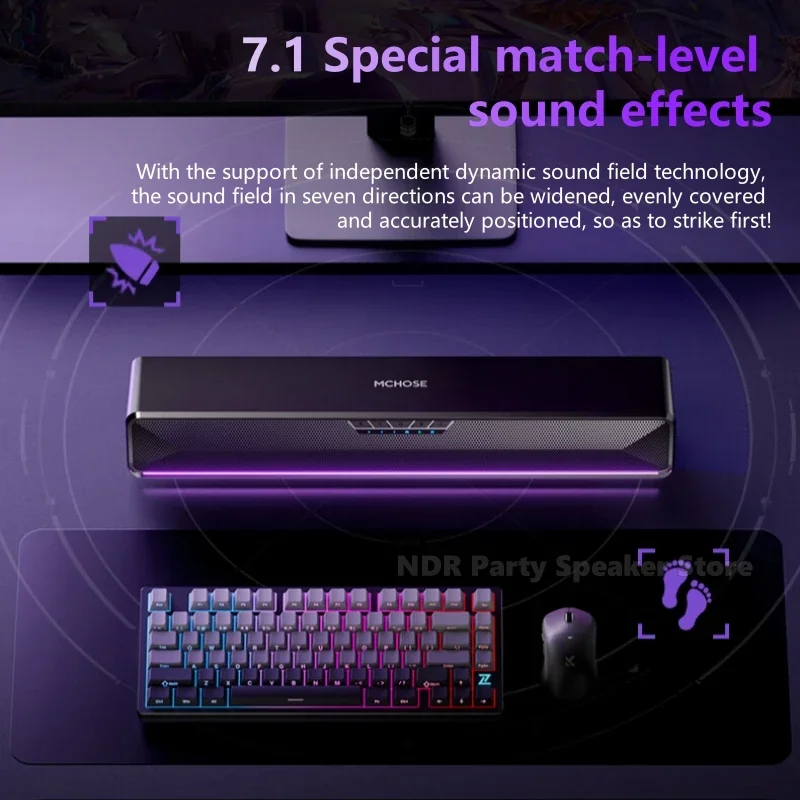 컴퓨터 오디오 스피커 데스크탑 Esports 게임 7.1 서브우퍼 유선 블루투스 모드용 서라운드 사운드 RGB 조명 효과 노트북