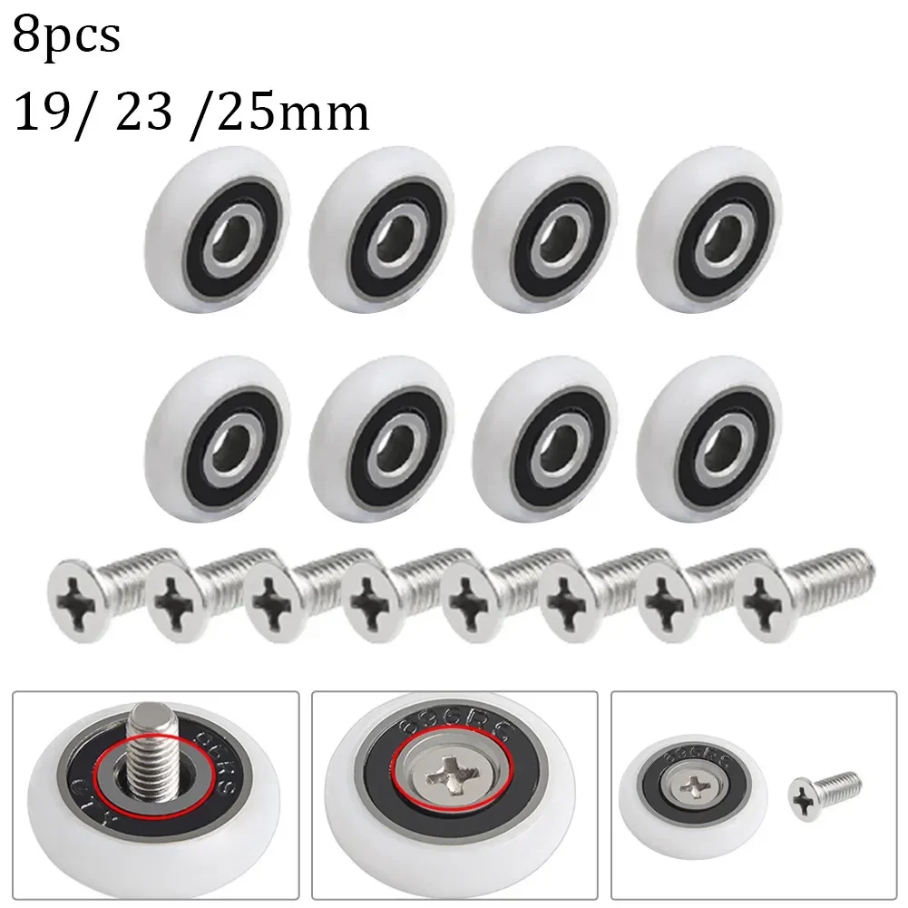 Description Picture 6 of item8Pcs Shower Door Runner Rollers Wheels Pulleys Replacement Parts Diameter 19/23/25mm Bathroom Bearing Door Fasteners