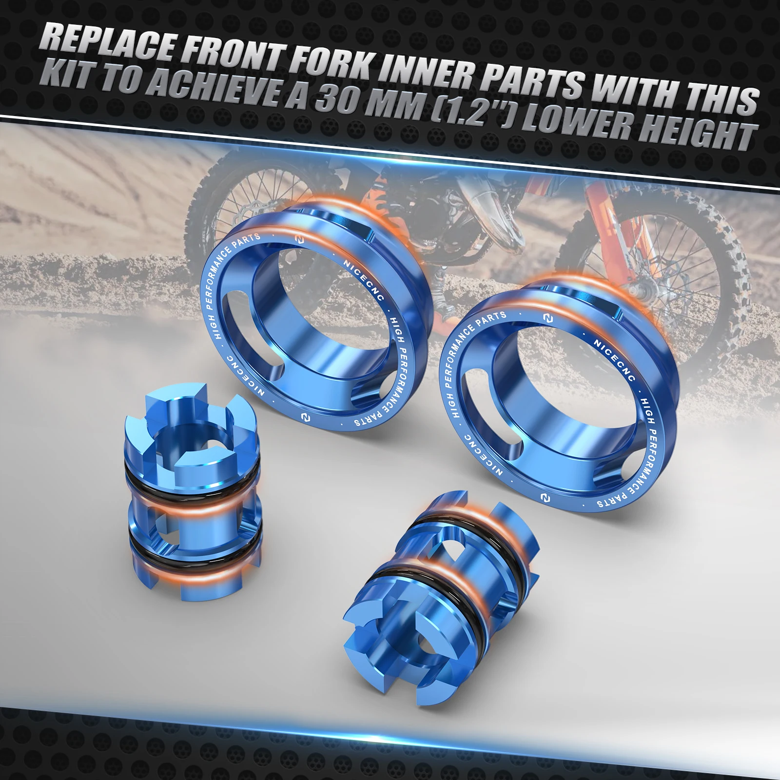 NICECNC Für Husqvarna TE300 TE250 FE250 FE350 FE450 501 TE300i 2017-2023 Für KTM EXC 300 Motorrad Vorderradgabel Tieferlegungssatz – Detail 2