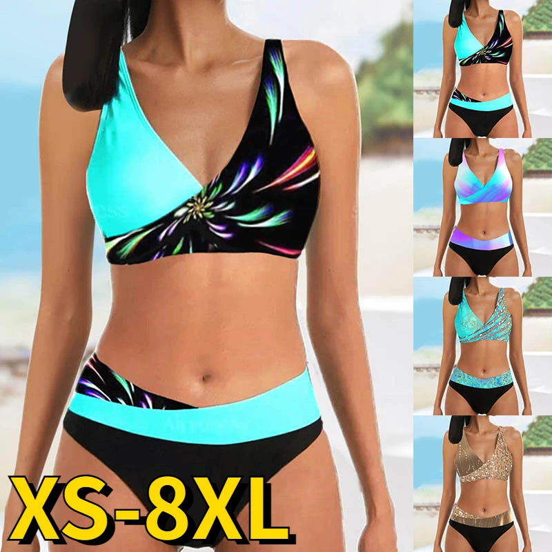 

2023 Female New Design Printing Bikini High Waist New Women Retro Bathing Suit Swimsuit Swimwear Summer Two Piece Set Bath Suit