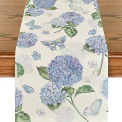 Spring Linen Table Runner Poppy Leaf Holiday Party Dinner Table Cover Wedding Decoration Universal Tablecloth Coffee Tablecloth