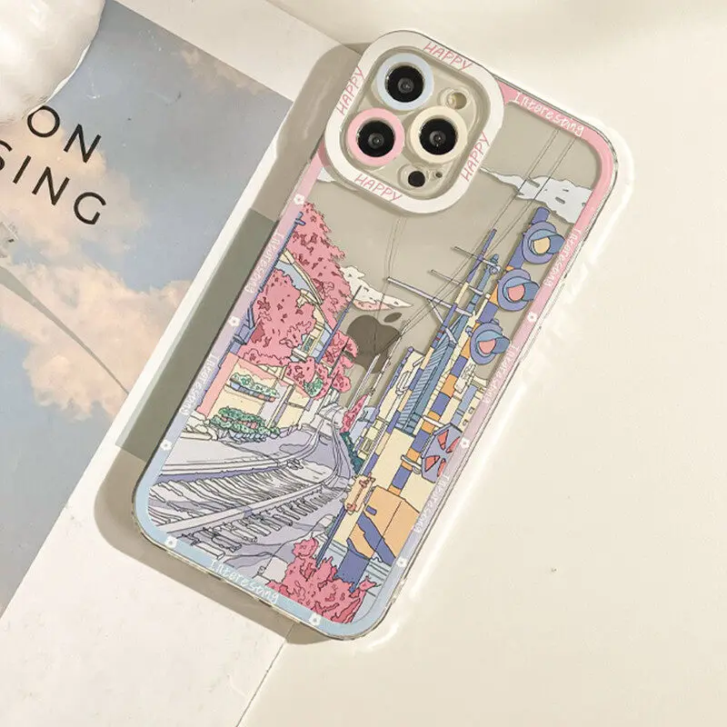 Sakura Blossom Anime Town Phone Case